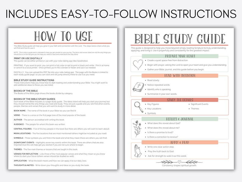 Bibelstudieguide för kvinnor, utskrivbar bibelstudieguide för reflektion, digital dagbok med boksammanfattningar bild 7