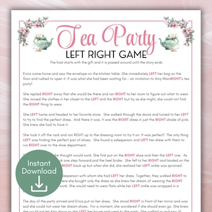Tea Party Left Right Game, Tea Party Pass the Prize Game, Left Right Game for Tea Party, Women Printable Games Tea Party, Ladies Tea Party