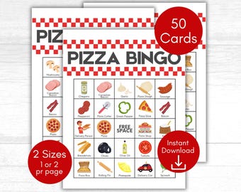 Pizza Bingo, Pizza Party Bingo, Pizza Party Game, Printable Bingo Game, Pizza Birthday Game, Pizza Game, Pizza Birthday Party Game
