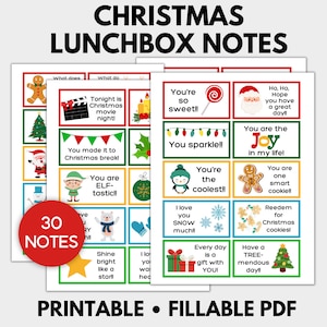 Nots de boîte à lunch de Noël pour les enfants, notes de boîte à lunch de plaisanterie, blagues de boîte à lunch, affirmations positives, notes imprimables de boîte à lunch, blagues pour les enfants