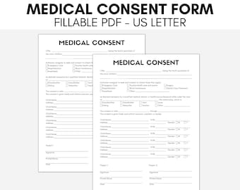 Formulier voor medische toestemming voor kinderen, in geval van nood, kinderopvangplanner, oppasinformatie, afdrukbare medische toestemming, PDF, verzorger