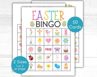 Easter Bingo Printable, Easter Activity for Kids and Adults, Easter Game Idea, Kids Bingo Game, Instant Download PDF, Easter  Party Game