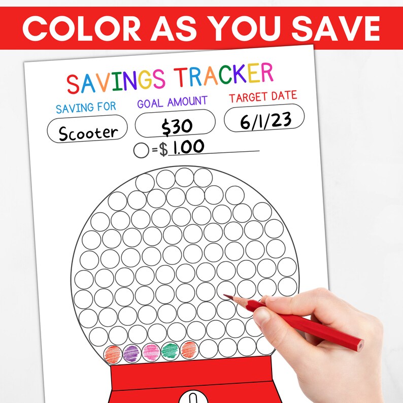 Savings Tracker for Kids, Printable Savings Challenge, Kids Savings Log ...