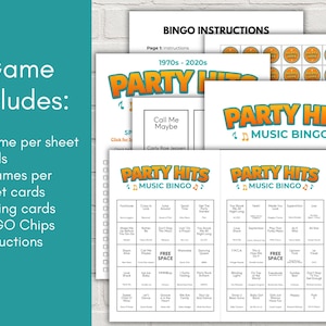 Party Hits Muziekbingo, verjaardagsfeestje, muziekbingokaarten - Spotify-afspeellijst, feestbingo, partyspel jaren 70, 80 en 90, baractiviteit afbeelding 7