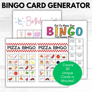 Bingokaartgenerator, bewerkbare bingokaart, DIY invulbare Gae-kaarten, gepersonaliseerd BINGO-spel, aangepast bingospel, Bingo Creator, invulbaar spel