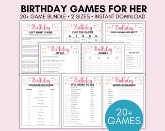 Birthday Games for Her, Adult Birthday Party Games, Teen Birthday Party Activities, 16th, 18th, 21st, 30th, 40th, 50th, Birthday Trivia