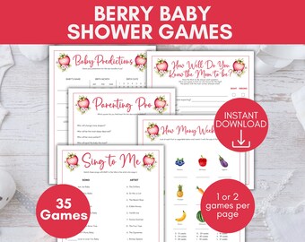 Berry Baby Shower Games Bundle, Strawberry Baby Shower Games, Fun Activities for a Baby Shower, Baby Prediction, Baby Trivia, Baby Girl