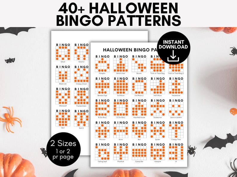 Halloween Bingo Patterns, Printable Halloween Bingo Game, Bingo Patterns Download, Fall Bingo Patterns, Bingo Winning Patterns image 1