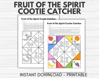 Fruit of the Spirit Cootie Catcher, Fruit of the Spirit Craft, Fruit of the Spirit Coloring Page, Bible School Activity, CCD, Sunday School