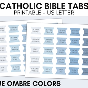 Printable Catholic Bible Tabs, Bible Tabs printable, DIY Bible Tabs, Blue Bible Tabs, Catholic Bible Study, Books of the Bible Tabs