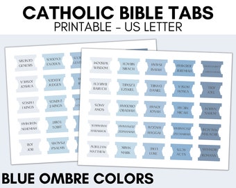 Printable Catholic Bible Tabs, Bible Tabs printable, DIY Bible Tabs, Blue Bible Tabs, Catholic Bible Study, Books of the Bible Tabs