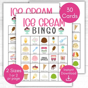 Bingo à crème glacée, Bingo de glacier, Cartes de bingo à imprimer, Anniversaire de crème glacée, Jeu de crème glacée à imprimer, Crème glacée à imprimer, Jeu de crème glacée