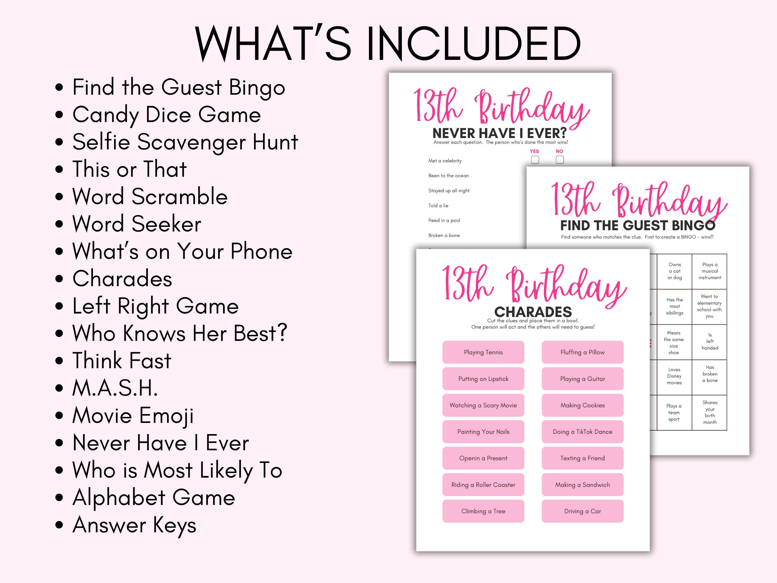 13th Birthday Party Games, 13 Year Old Party Games, Thirteenth Birthday, Girls 13th Birthday