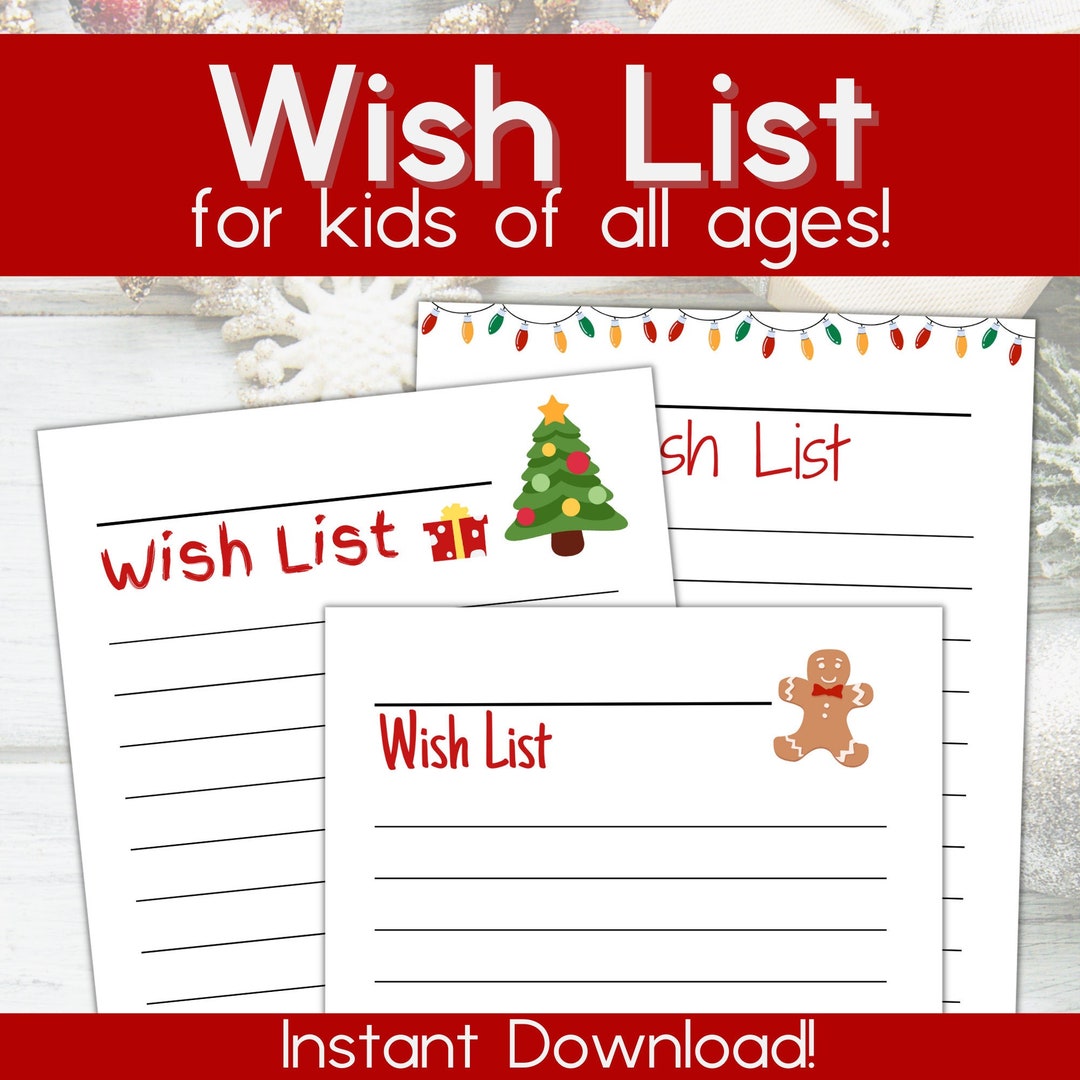 Printable Christmas Gift Wish List Template for Kids My Wish Etsy