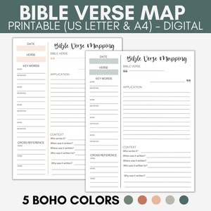Bible Verse Mapping Template, Scripture Mapping Journal, Biblical Verse Mapping Workbook, Bible Study Journal, Christian Printable