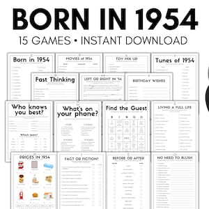 70th Birthday Party Games, Born in 1954 Game, 70th Birthday Games, 1954 Birthday Game, and 70th Birthday Games, 1954 Birthday Ideas