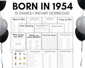 70th Birthday Party Games, Born in 1954 Game, 70th Birthday Games, 1954 Birthday Game, and 70th Birthday Games, 1954 Birthday Ideas
