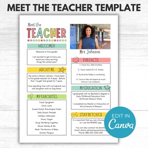 Meet the Teacher Template, Editable Meet the Teacher Template, Teacher Intro, About My Teacher, Back to School, Meet the Teacher Night