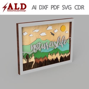 Natur Wand Kunst Lasercut Dateien: Geschichtete Landschaft (SVG DXF PDF)