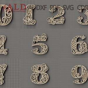 0-9 Zahl Mandala Laser geschnitten Dateien Mandala Svg Dateien für Cricut Svg Dxf Dateien für Laser Lasercut Datei Laser geschnitten Vektor Laser geschnitten Glowforge