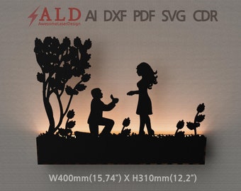 Archivos cortados con láser para cajas de sombras de amor de pareja (SVG, DXF, PDF)