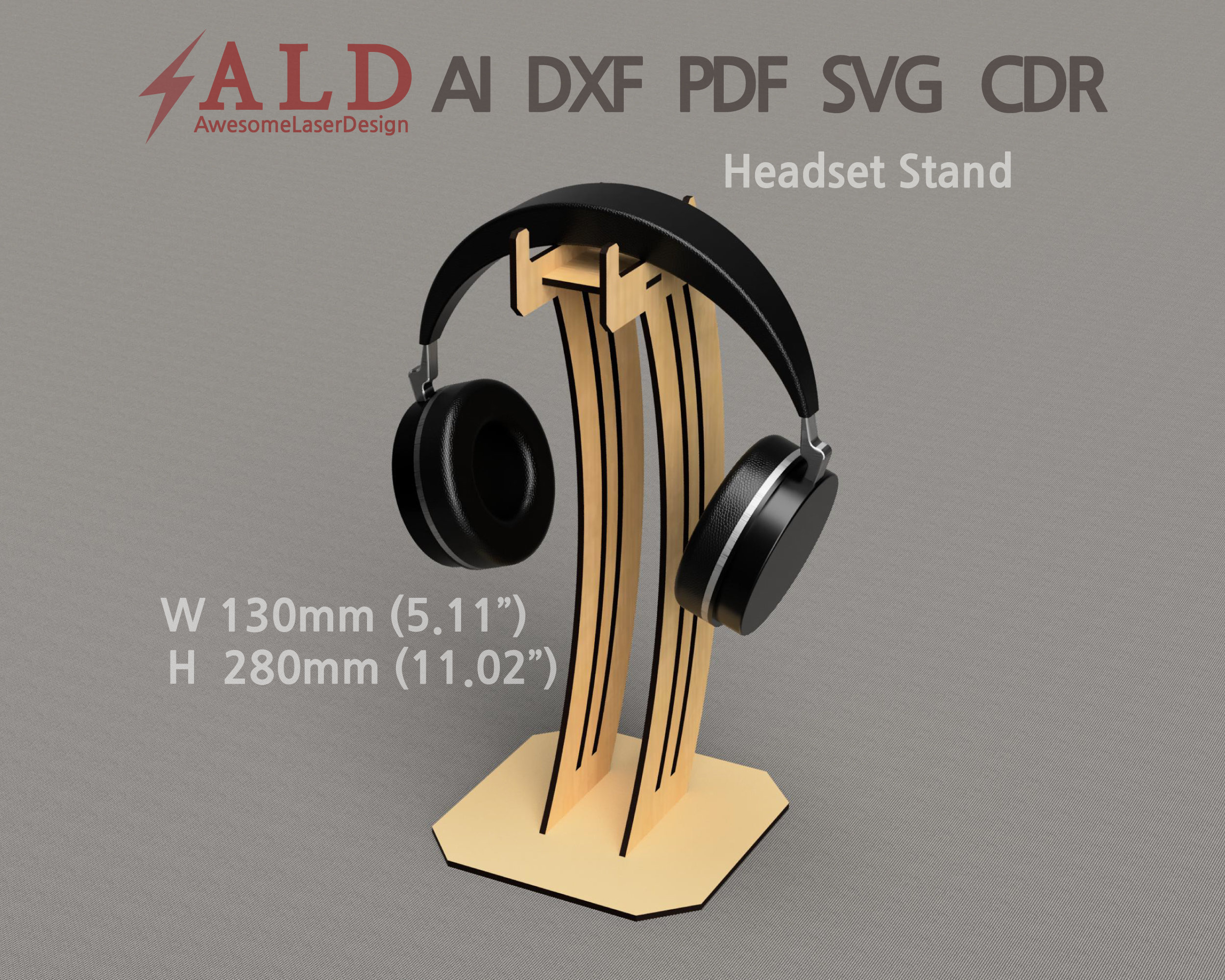 DIY Desk Sound Station Laser Cut Headphone Stand Wooden Headset
