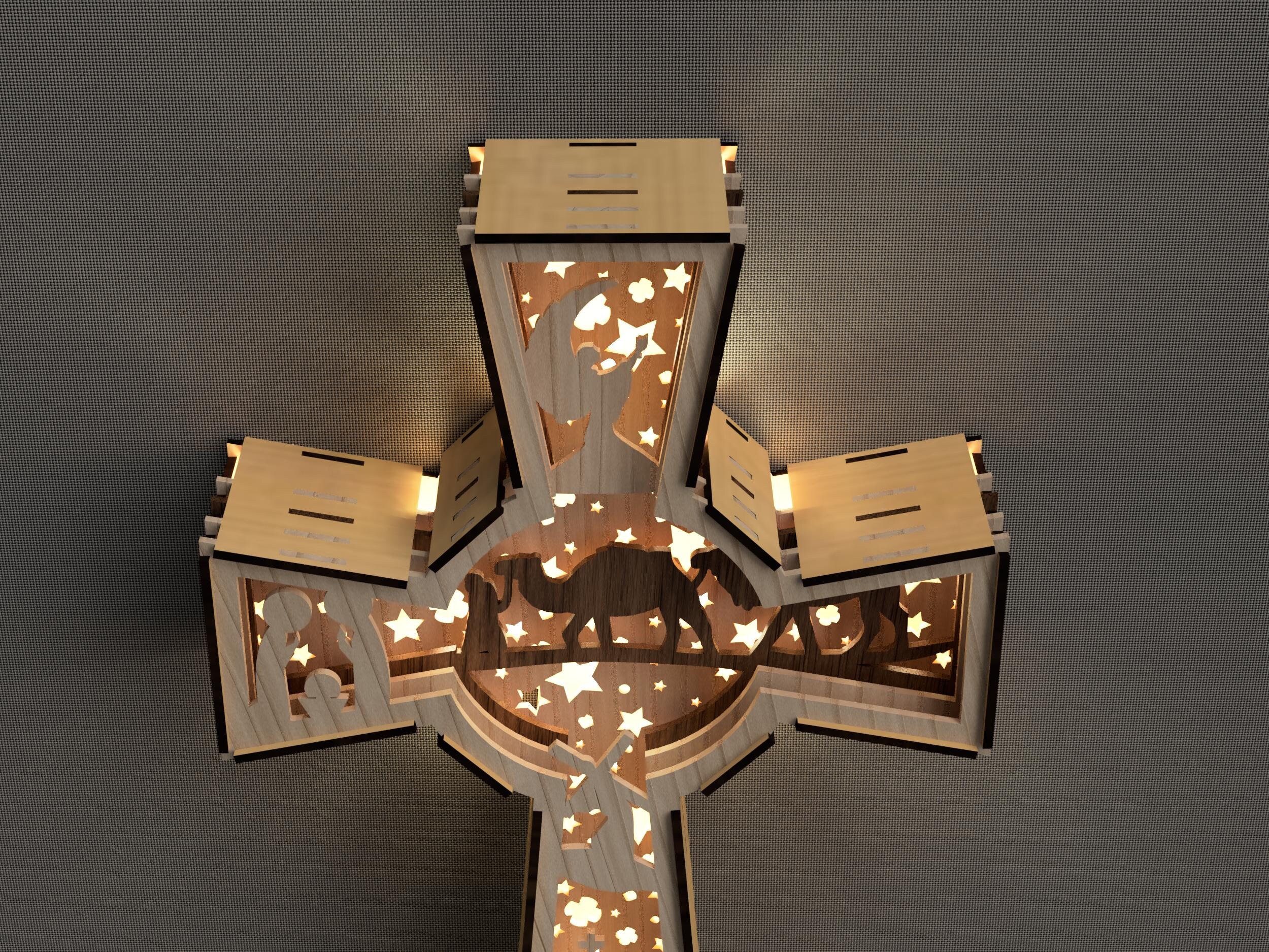Cross Shadow Box Laser Cut Files: Nativity Scene Lightbox (SVG, DXF ...