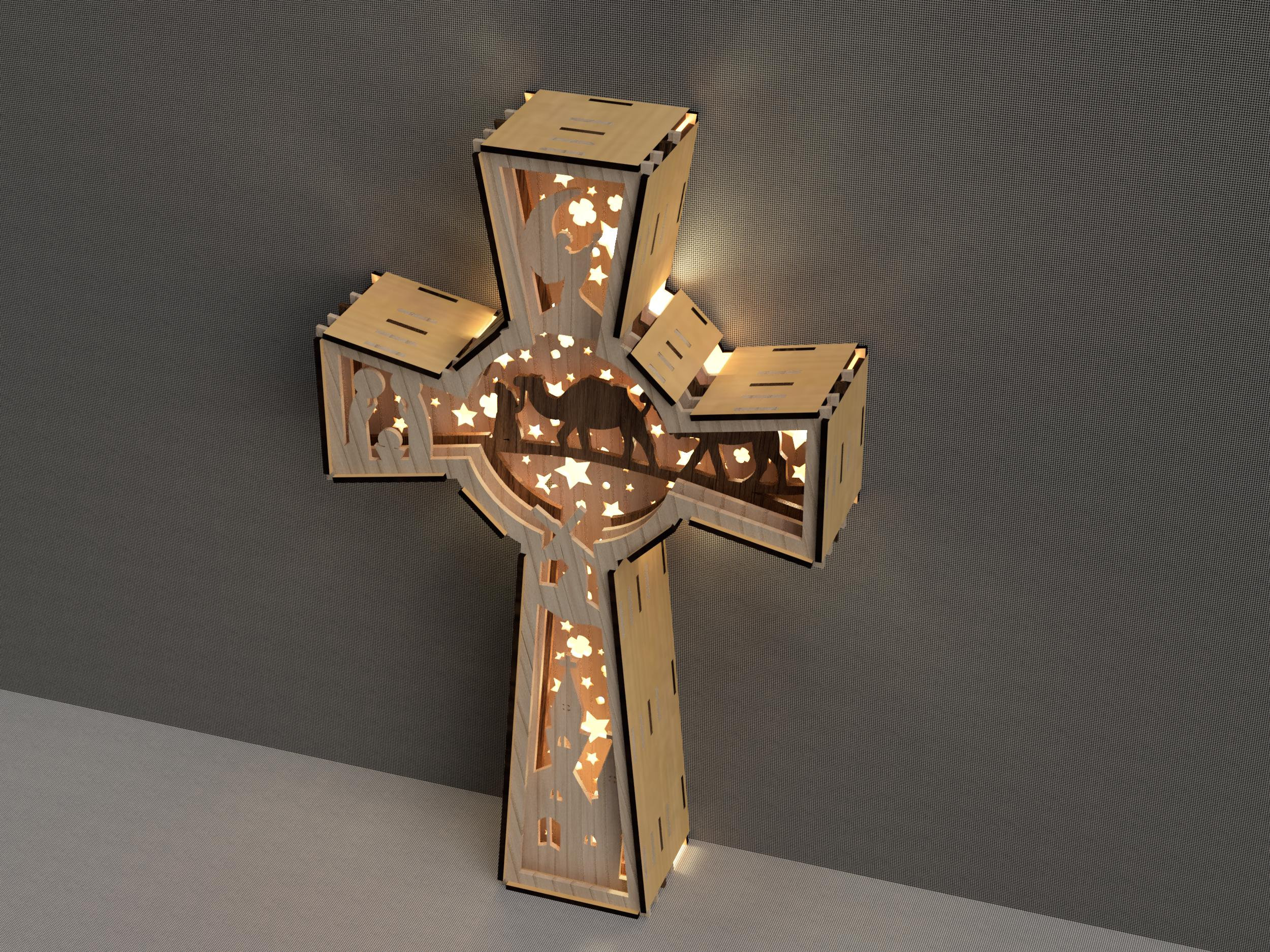 Cross Shadow Box Laser Cut Files: Nativity Scene Lightbox (SVG, DXF ...