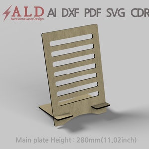 Ipad stand laser cut bestanden ai pdf svg cdr dxf bestanden voor laser lasercut bestand laser cut vector laser cut sjabloon glowforge tablet stand