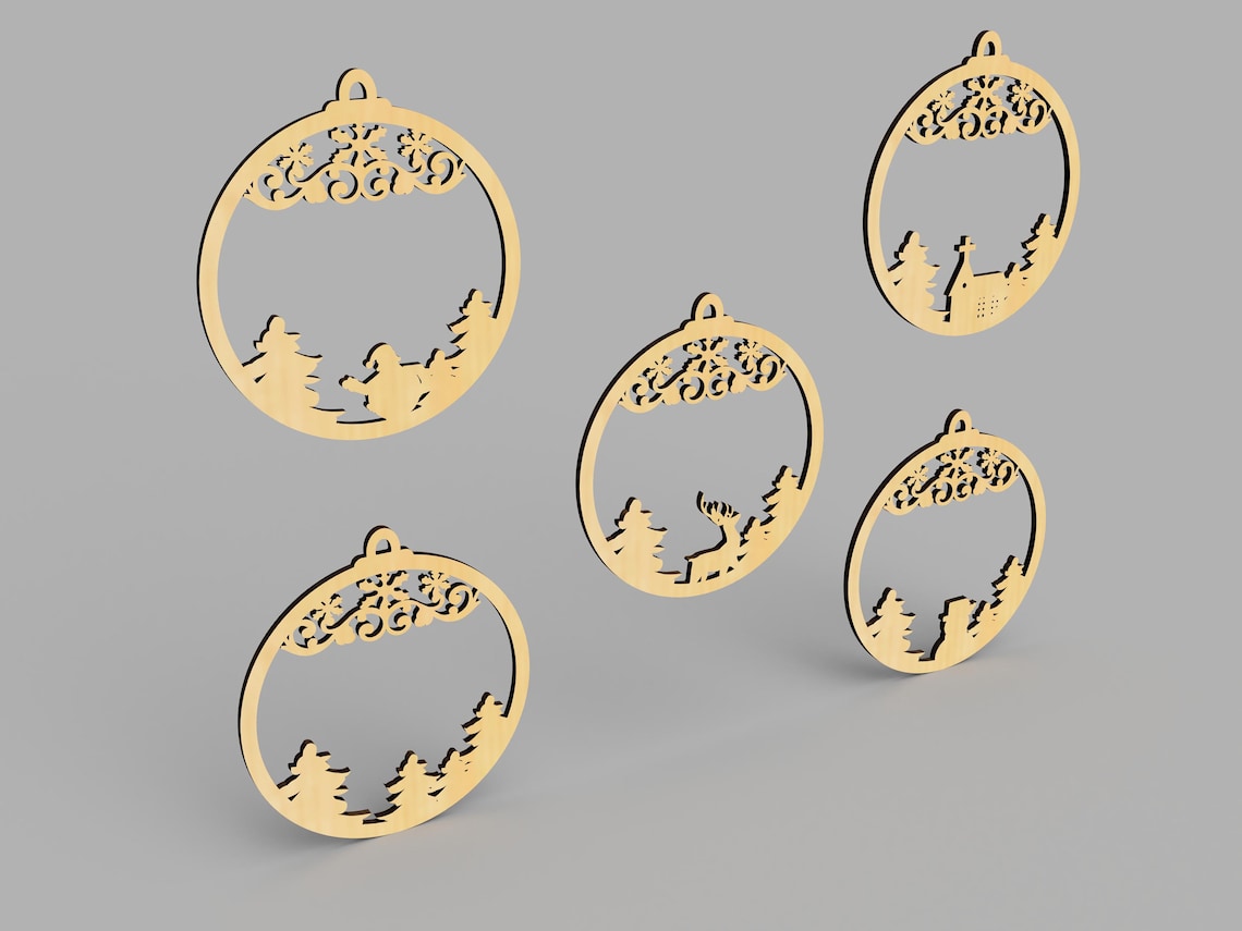 Christmas Ornaments Christmas Laser Cut Files Ai Pdf Svg Cdr Etsy