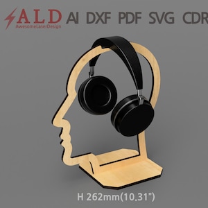 ヘッドセットスタンド、ヘッドフォンスタンド、レーザーカットファイル、ai、pdf、svg、cdr、dxfファイル、レーザー用、レーザーカットファイル、レーザーカットベクター、レーザーカットテンプレート、glowforge