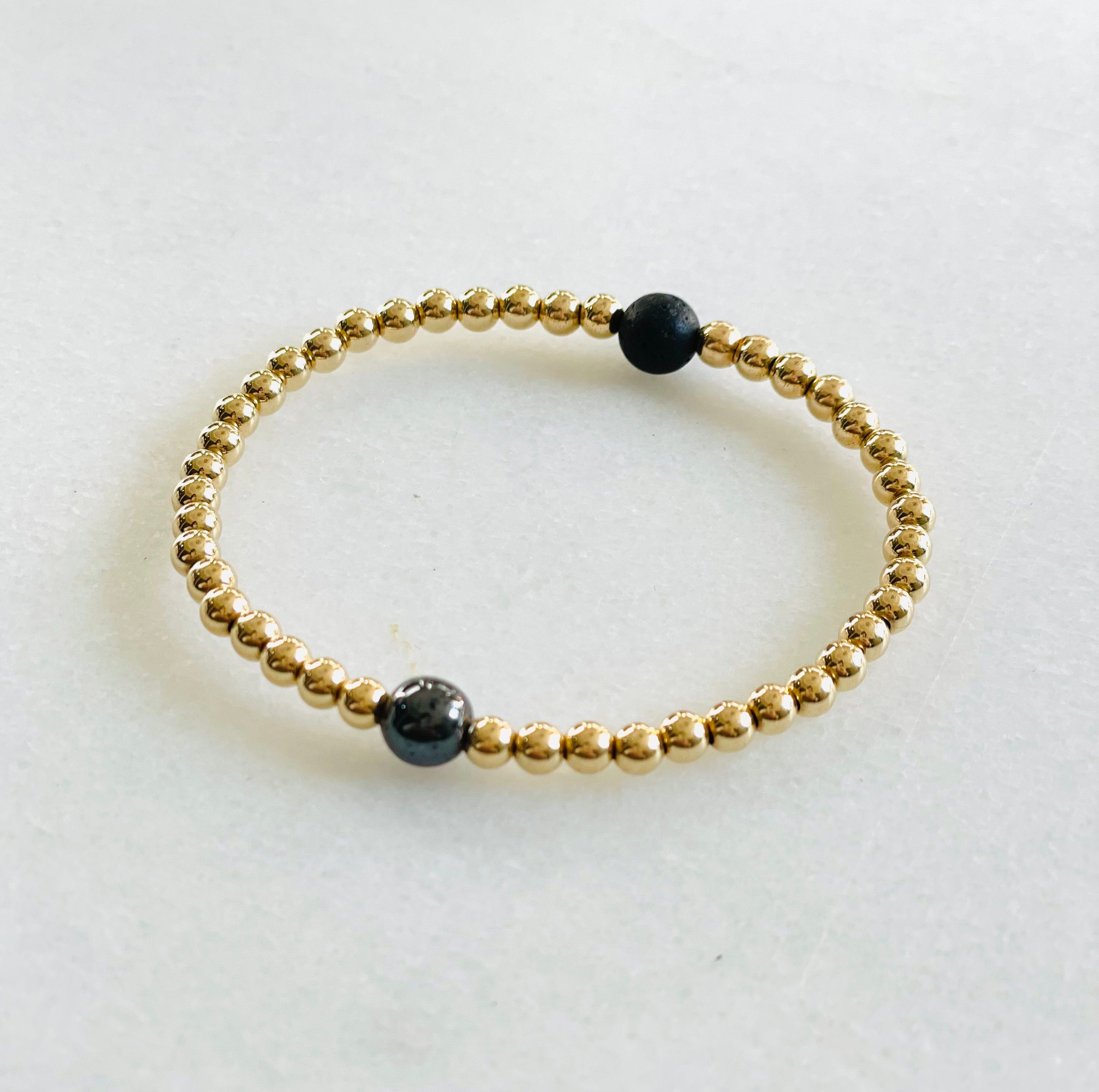 ブレスレット SK8ER ROCK Turkish Stone Beads Bracelet 001 Stone Beaded Bracelet - Black Silk Stone, White Howlite