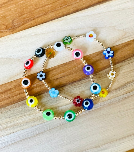 Rainbow Evil Eye Bracelet Etsy Australia