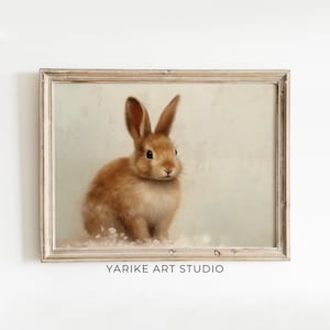 Christmas Bunny Wall Art | Charming Vintage Rabbit Watercolor Painting for Festive Home Decor | Instant Downloadable Print | YARIKE | 304-AI