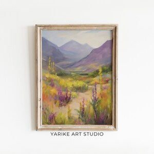 Wildflower Field Landscape Painting Spring Decor Vintage Spring Wall Art Farmhouse Decor Easter Decor Floral Print Spring Print Digital 390