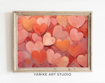 Red Pink Heart Print | Valentine's Day Wall Art (Digital Download)