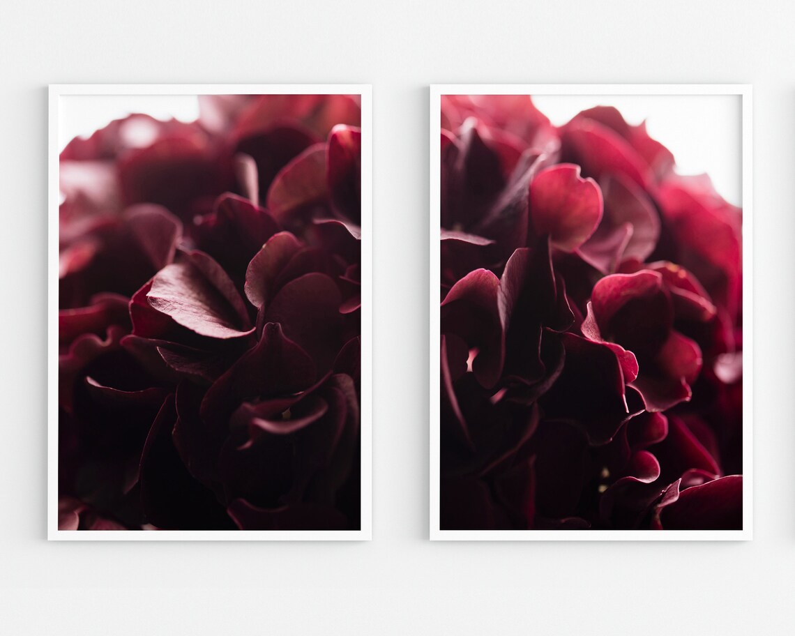 Set of 2 Hydrangea Blooming Wall Art Purple Floral Botanical | Etsy