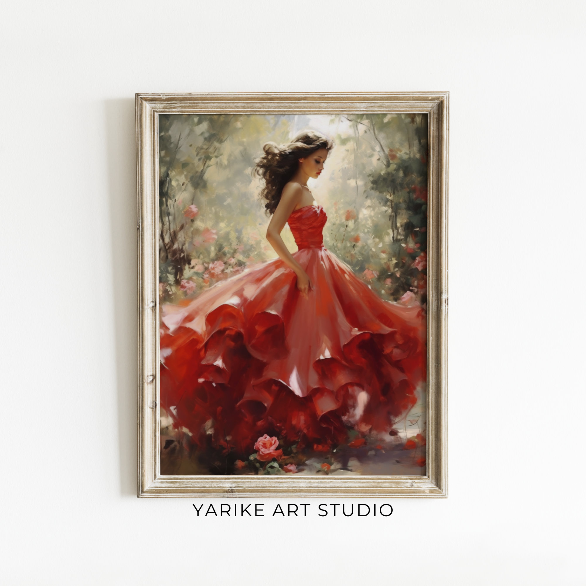 Woman in Red Dress Painting - Etsy