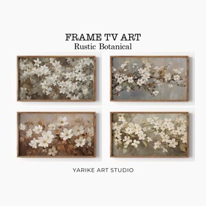 Samsung Frame TV Art Bundle, Rustic Botanical Frame Tv Art Set, Frame TV Flowers, Moody Floral Frame TV Art, Cottagecore Decor, 8