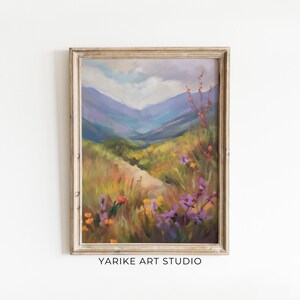 Wildflower Field Landscape Painting Spring Decor Vintage Spring Wall Art Farmhouse Decor Easter Decor Floral Print Spring Print Digital 391