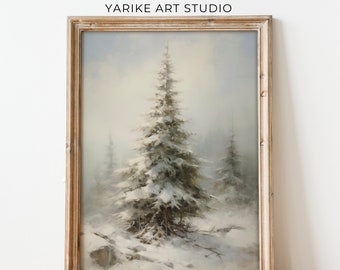 Vintage Snowy Forest Print | Winter Landscape Painting (Printable)