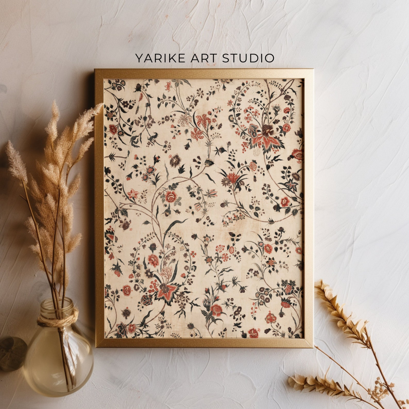 Vintage Printable Tapestry Art Print Neutral Botanical Pattern Wall ...