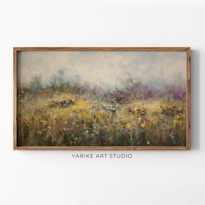 Samsung Frame TV art Gelbe Wildblumen, Frühling Feld der Blumen TV Kunst, Vintage Wiese Blumen TV Kunst, Cottagecore TV Kunst Download, 100