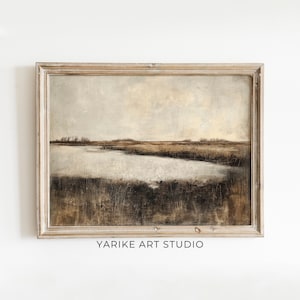 Vintage Abstract Lake Painting | Dark Moody Lake House Poster Antique Wall Art PRINTABLE | Rustic Farmhouse Decor | 657