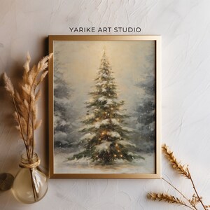 Fir Tree Painting Print | Snow Covered Pine Tree | Christmas Tree in ...