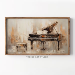 Pintura abstracta de piano, Arte de marco de TV de estilo rústico (Descarga digital)