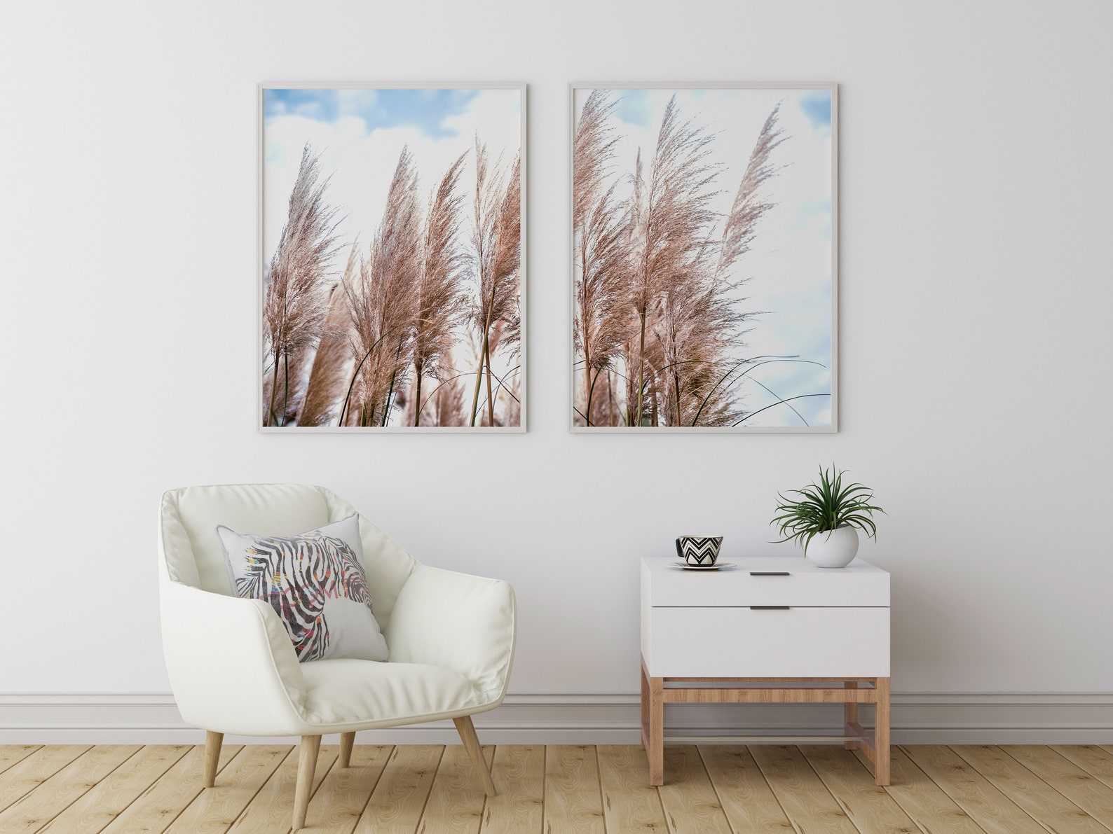 Ensemble de 2 Pampas Grass Wall Art Rustic Floral Botanical Etsy