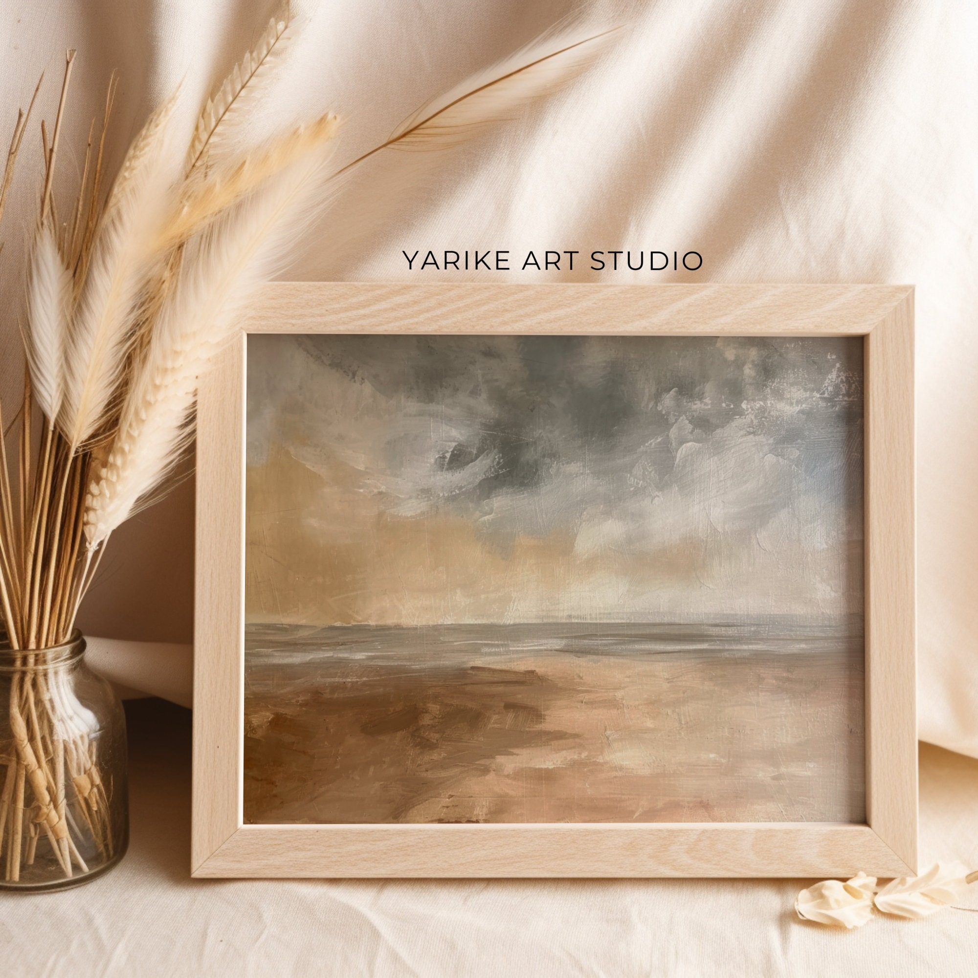 Minimalist Coastal Landscape Painting Muted Seascape Painting Earth 