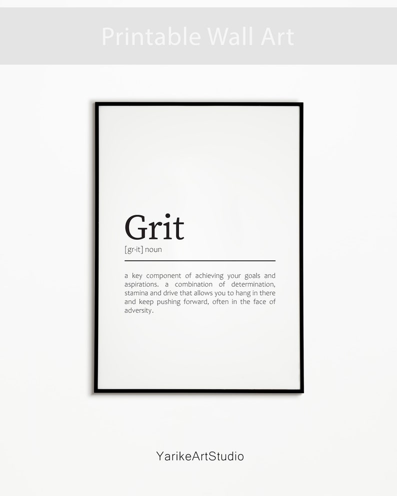 Grit Definition Print Office Wall Art Home Office Prints Etsy