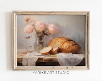 Impression de nature morte de pain | Oeuvre d'art de cuisine vintage (téléchargement numérique)